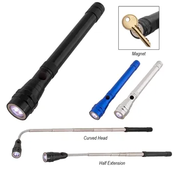 Telescopic Aluminum Flashlight With Magnet - LED & Flexible Head