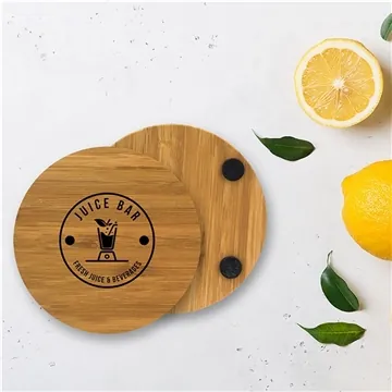 Image of 100 Customized Bamboo Coasters: Single Round - Anti-Microbial & ...