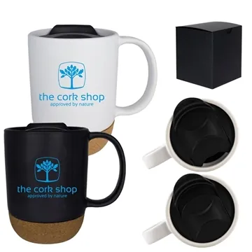 Image of 72 Customized 14 oz Ceramic Cork Bottom Mug - Cork Base & ...