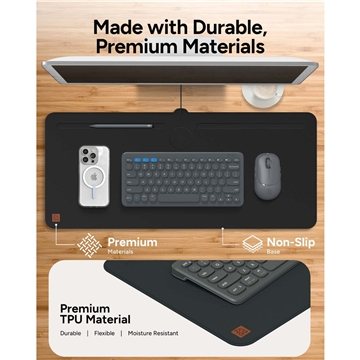 Zagg Desk Mat with Wireless Charging - Non-Curl & Pen Storage