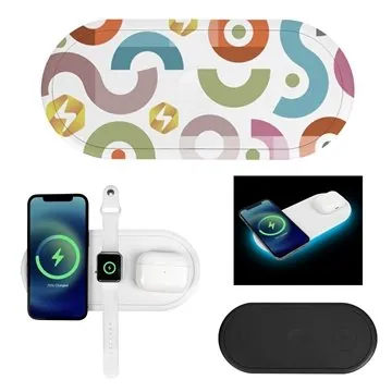 Image of 10 Customized 3-In-1 Recycled Wireless Charger - Apple Compatible