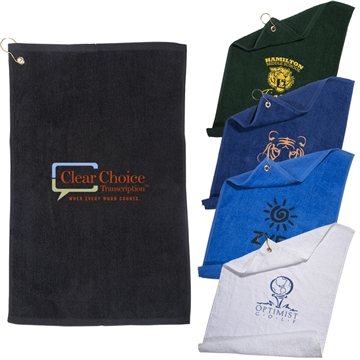 Golf Towel With Grommet And Hook - 100% Cotton