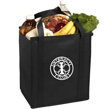 Insulated Large Non-Woven Grocery Tote - Aluminum Lined & Zippered
