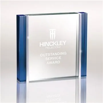 Image of 1 Custom Cosenza III Blue & Aluminum Edged Rectangle - Crystal