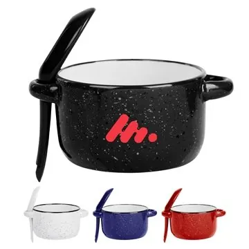 Image of 72 Customized 12 oz Campfire Soup Mug - Granite Design & Spoon