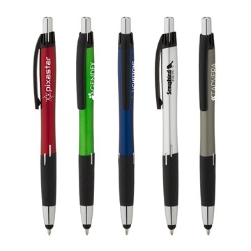 Image of 250 Custom Syracuse Plunge-Action Ballpoint Stylus Pen - Chrome ...