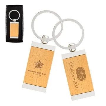 Image of 100 Customized Sterling Silver Plated Bamboo Rectangle Keyring - ...
