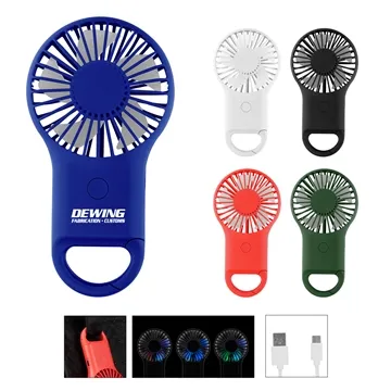 Rechargeable Handheld Fan With Carabiner 2.0 - Type-C & Multi-Color LED