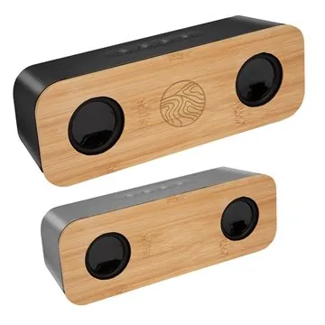 Image of 10 Promotional Chrome & Bamboo Wireless Speaker - Bluetooth 5.0 & ...