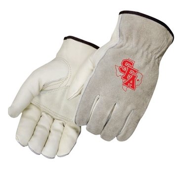 Driver Gloves with Grain Patched Palm/Smoke Split Leather Back - Reinforced & Elastic