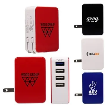 Image of 13 Customized UL 4 Port USB Folding Wall Charger - Compact & 3A ...