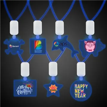 Clear Plastic Necklace with Plastic Medallion and Blue LEDS - 3 Light Modes