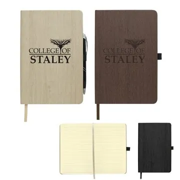 Image of 25 Custom Woodgrain Look Notebook - 80 Pages & PU Cover