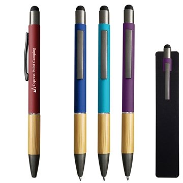 Image of 100 Promotional Aidan Bamboo Stylus Pen - Aluminum & Plunger ...