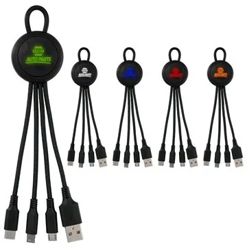 Image of 50 Promotional Color Light Up Loop 3-In-1 Charging Cable - Multi ...