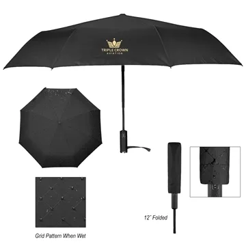 42 Arc Hidden Grid Telescopic Folding Umbrella With 100% rPET Canopy