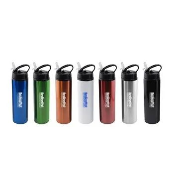 Image of 50 Promotional 24 oz Bottle w/ Flip Top Sport Lid - Straw & Cold ...