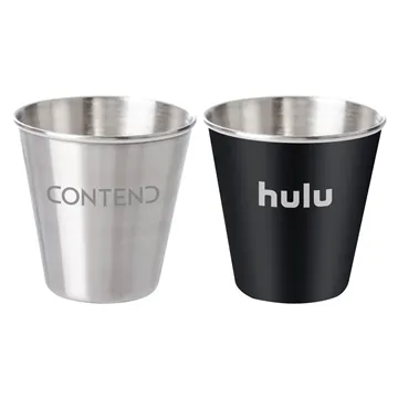 Image of 100 Promotional 2 oz Stainless Steel Shot Glass Cup - Stackable