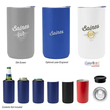 12 Oz. 4-In-1 Double Walled Can Cooler - Stainless Steel & Vacuum Insulated
