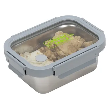 Heat 'N Eat Microwaveable Stainless Steel Lunch Box with Vented Glass Lid