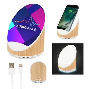 10 Customized Edgewood Bamboo Speaker & Wireless Charger - ...