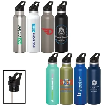 Image of 25 Custom Colson 20 oz Vacuum Insulated Water Bottle w/Straw Lid - ...