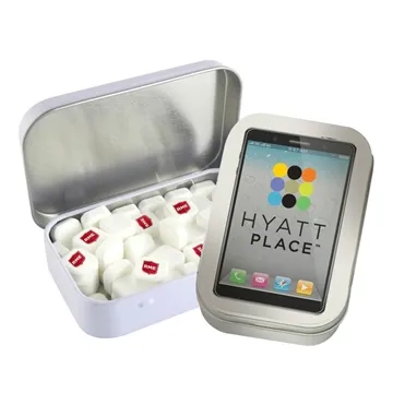 Image of 48 Customized Rectangular Tin with Imprinted Square Mints