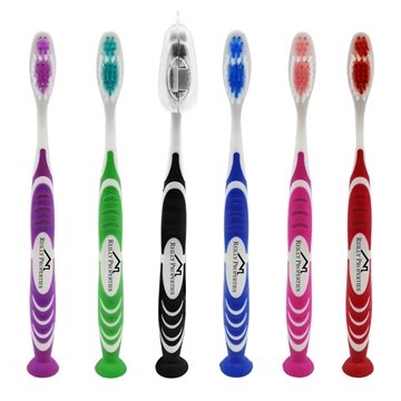 Stand Up Suction Toothbrush With Tongue Scraper - Nylon Bristle