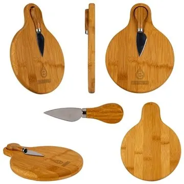 Image of 25 Promotional Small Bamboo Cutting Board with Cheese Knife - ...