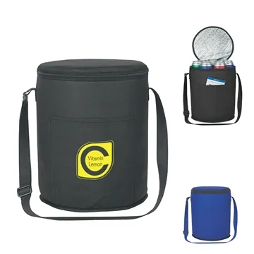 Image of 50 Custom Non-Woven Round Cooler Bag - 12 Can Capacity & Insulated