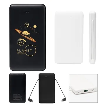 10, 000 mAh Power Bank With Integrated Cables