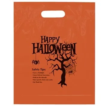 Image of 150 Custom Happy Halloween Die Cut Bag Flexo Ink - Plastic & ...