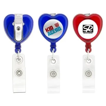 Image of 250 Customized Heart-Shaped Retractable Badge Holder - 30-Inch