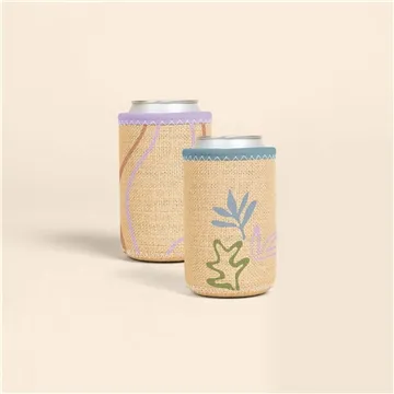 Image of 50 Customized Liam Burlap Neoprene Can Insulator - Collapsible