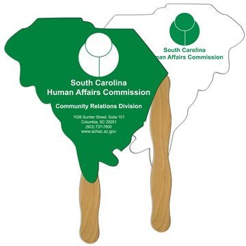 South Carolina State Shape Hand Fan Full Color - Paper Products - Laminated & Wood Handle