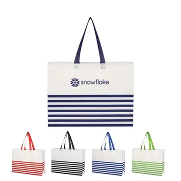 Image of 150 Customized Non-Woven Horizontal Stripe Tote Bag - Water ...