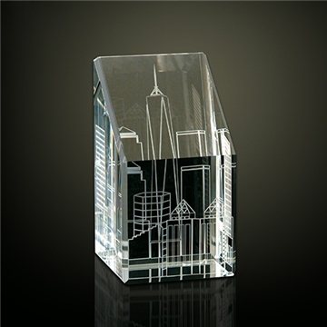 Image of 25 Customized Optical Crystal 3D Skyline Paperweight 4 in - ...