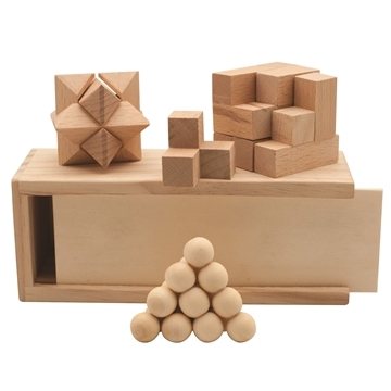 Image of 150 Customized 3-in-1 Wooden Puzzle Boxed Set - Natural Wood