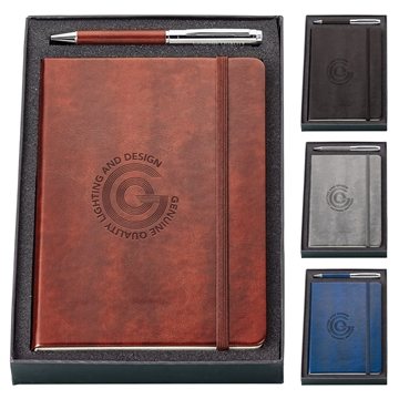 Image of 18 Customized Fabrizio Pen & Journal Notebook Gift Set - Brass & ...