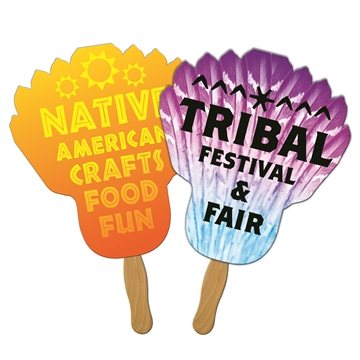 Feather Sandwiched Hand Fan - Paper Products - Laminated & Wood Handle