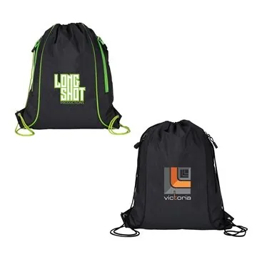 Image of 100 Promotional Seville Drawstring Bag w/ Color Accents - Water ...