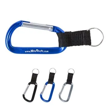 Image of 300 Custom Carabiner With Strap And Split Ring - Aluminum