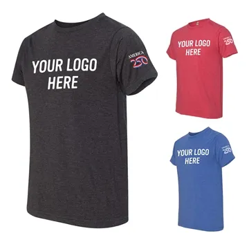 America250™ USA Made 50/50 Fine Jersey Crew T Shirt - Ring-Spun Cotton Blend