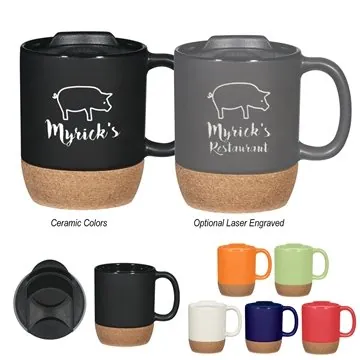 Image of 144 Customized 14 oz Cork Base Ceramic Mug - Spill-Resistant & ...