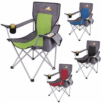 Image of 6 Custom Koozie Camp Chair - 300lb Capacity & Built-in Cooler