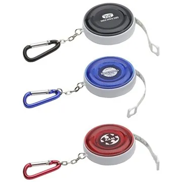 Image of 150 Customized Round Retractable 5' Tape Measure with Carabiner - ...