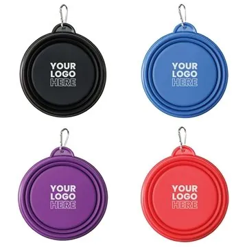 Image of 150 Customized 7" Pet Collapsi-Bowl - Carabiner Clip & FDA Tested