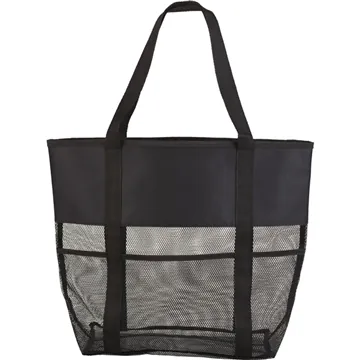 Image of 100 Custom Utility Beach Tote - Mesh Bottom & Multiple Pockets
