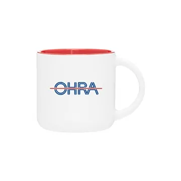 Image of 48 Promotional 14 oz Minolo Mug - Matte White - Red - Microwave ...