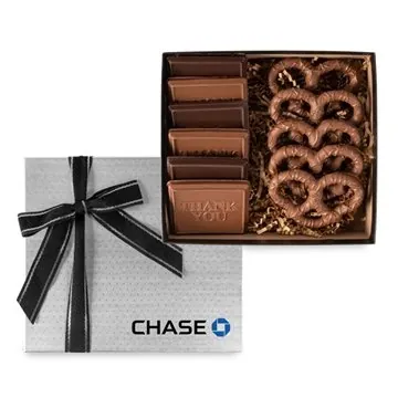 Image of 13 Custom 6 Piece Cookie Gift Box with Chocolate Pretzels - Gold ...